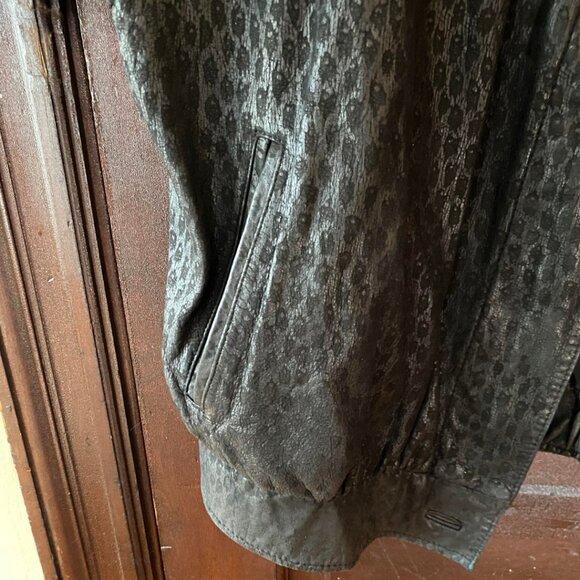 Vintage G-III 80s Black Leather Leopard Bomber Jacket M - Picture 6 of 7